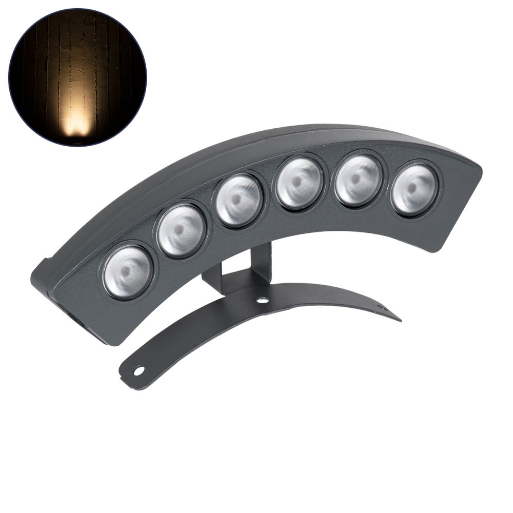 GLOBOSTAR® TREEPLANTE 90456 Κυρτή Μπάρα Φωτισμού Wall Washer για Φυτά - Δέντρα LED 6W 660lm 15° DC 24V Αδιάβροχο IP67 Θερμό Λευκό 2700K Dimmable - Bridgelux SMD Chip - Γκρι Ανθρακί - Μ17.5 x Π4.5 x Υ8cm - 3 Χρόνια Εγγύηση