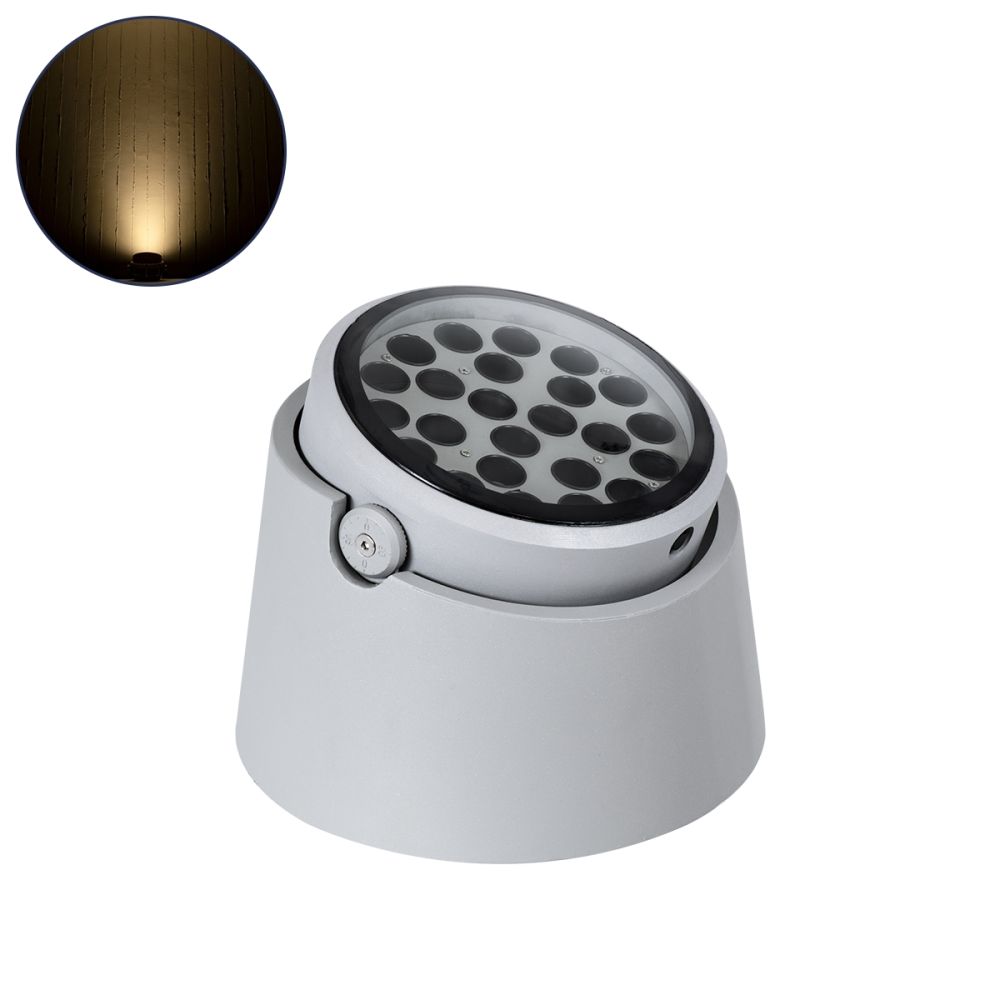 GLOBOSTAR® FLOODRANA 90489 Κινούμενος Προβολέας Σποτ Wall Washer LED 36W 3240lm 5° DC 24V Αδιάβροχο IP67 Θερμό Λευκό 2700K Dimmable - Bridgelux SMD Chip - Γκρι - Μ26.5 x Π26.5 x Υ20cm - 3 Χρόνια Εγγύηση