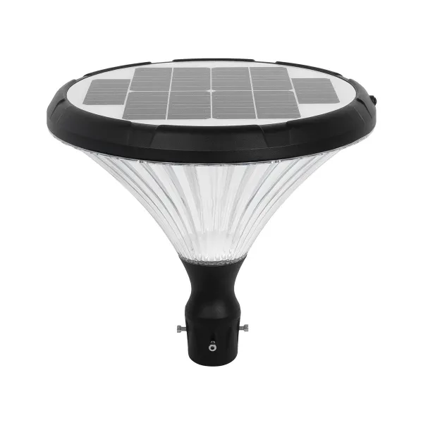 GLOBOSTAR® SQUARE 90503 Φωτιστικό Κεφαλής Post Top Πλατείας/Πάρκου/Κήπου LED 40W 1600lm 120° DC 5V με Ενσωματωμένο Φωτοβολταϊκό Panel 5V 25W & Επαναφορτιζόμενη Μπαταρία Li-ion 3.2V 30000mAh με Αισθητήρα Κίνησης-Ημέρας-Νύχτας Αδιάβροχο IP65 Θερμό Λευκό