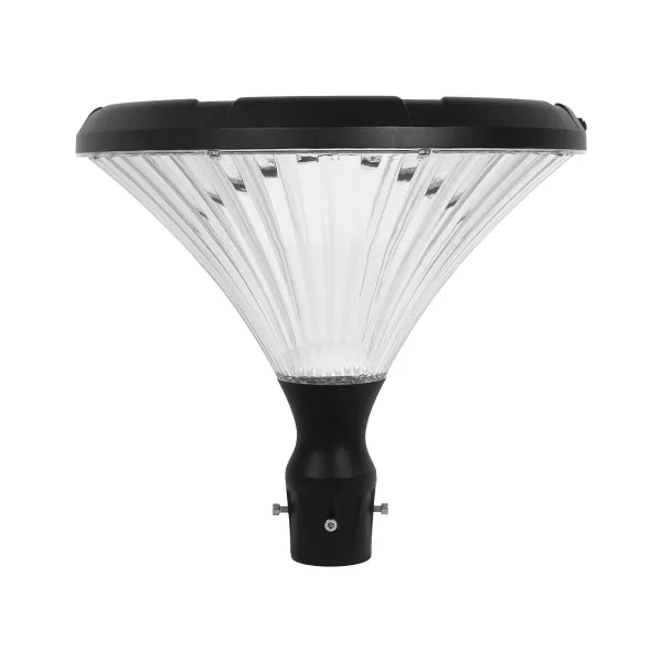 GLOBOSTAR® SQUARE 90503 Φωτιστικό Κεφαλής Post Top Πλατείας/Πάρκου/Κήπου LED 40W 1600lm 120° DC 5V με Ενσωματωμένο Φωτοβολταϊκό Panel 5V 25W & Επαναφορτιζόμενη Μπαταρία Li-ion 3.2V 30000mAh με Αισθητήρα Κίνησης-Ημέρας-Νύχτας Αδιάβροχο IP65 Θερμό Λευκό