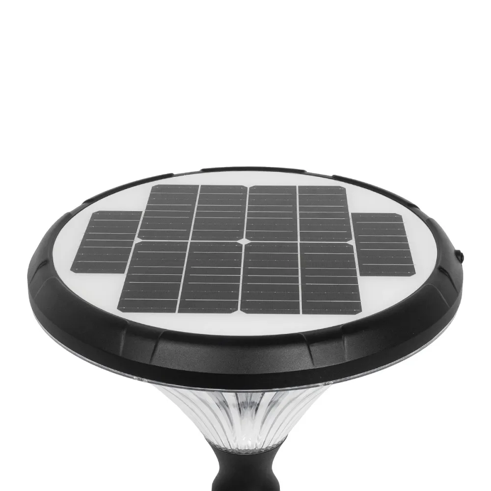 GLOBOSTAR® SQUARE 90503 Φωτιστικό Κεφαλής Post Top Πλατείας/Πάρκου/Κήπου LED 40W 1600lm 120° DC 5V με Ενσωματωμένο Φωτοβολταϊκό Panel 5V 25W & Επαναφορτιζόμενη Μπαταρία Li-ion 3.2V 30000mAh με Αισθητήρα Κίνησης-Ημέρας-Νύχτας Αδιάβροχο IP65 Θερμό Λευκό