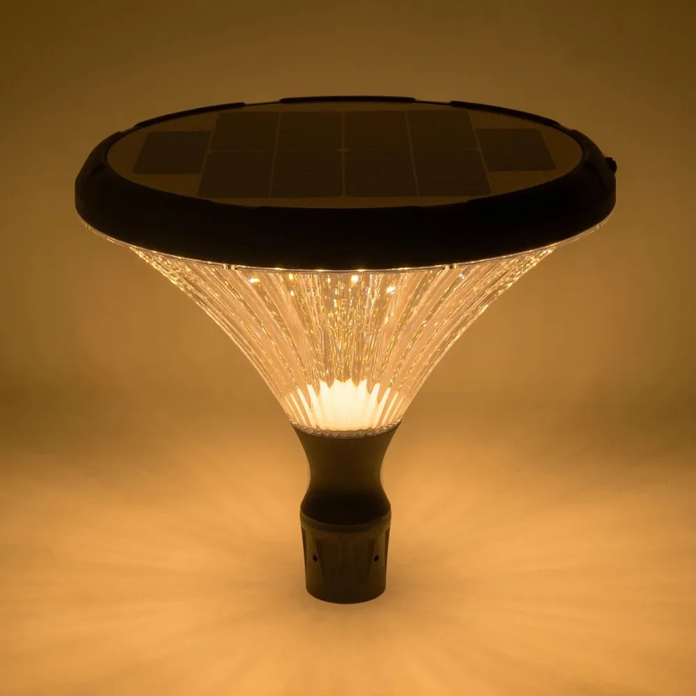 GLOBOSTAR® SQUARE 90503 Φωτιστικό Κεφαλής Post Top Πλατείας/Πάρκου/Κήπου LED 40W 1600lm 120° DC 5V με Ενσωματωμένο Φωτοβολταϊκό Panel 5V 25W & Επαναφορτιζόμενη Μπαταρία Li-ion 3.2V 30000mAh με Αισθητήρα Κίνησης-Ημέρας-Νύχτας Αδιάβροχο IP65 Θερμό Λευκό