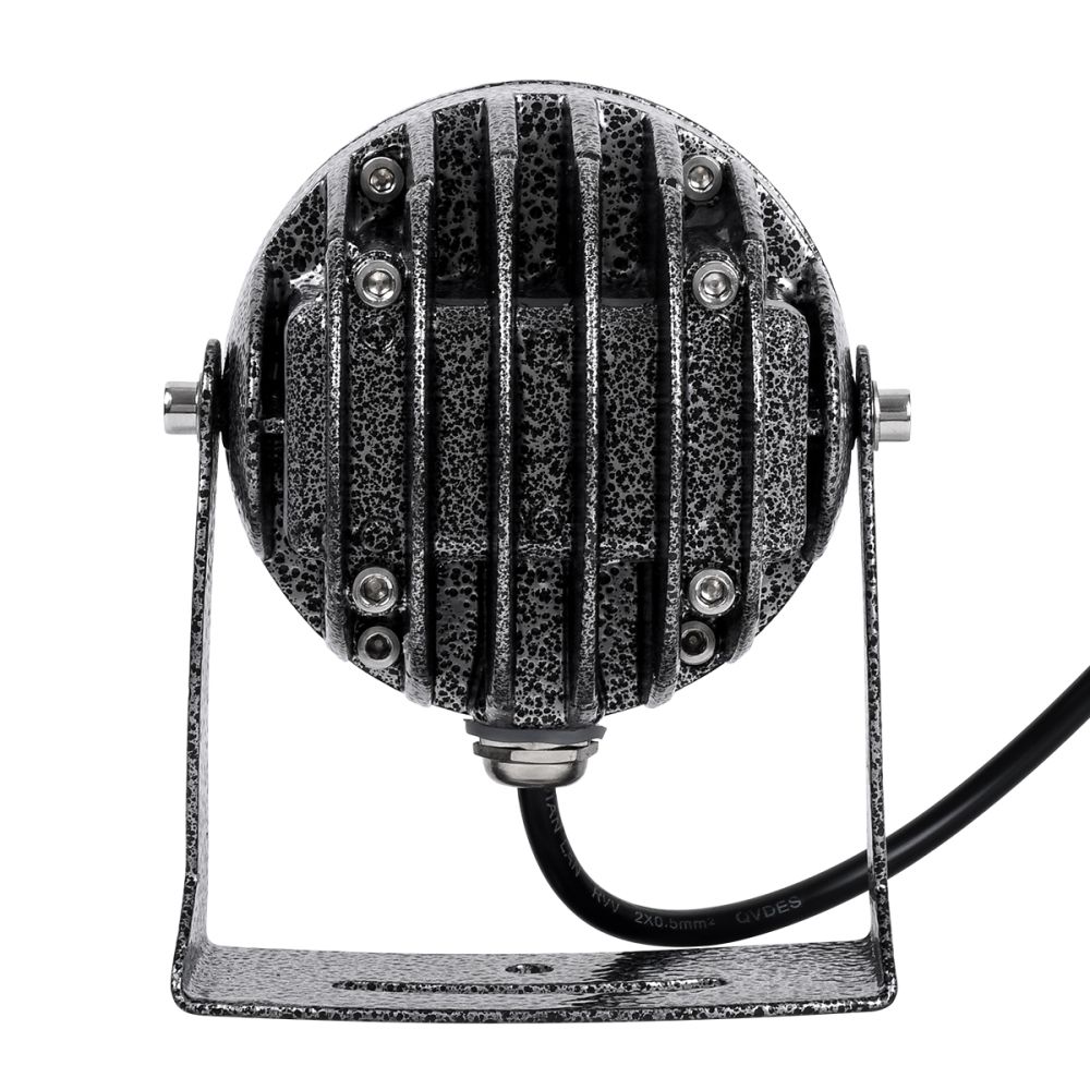 GloboStar® SPOT-XENIA 90509 Σποτ Φωτισμου Wall Washer LED 16W 1600lm 3° DC 24V Αδιάβροχο IP65 Φ9 x Υ12cm Ψυχρό Λευκό 6000K Dimmable - Σφυρήλατο Γκρι - 3 Years Warranty