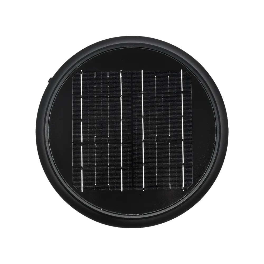 GLOBOSTAR® VEGGIE 90522 Φωτιστικό Κολωνάκι Κήπου LED 10W 500lm 120° με Ενσωματωμένο Φωτοβολταϊκό Panel 6V 2W & Επαναφορτιζόμενη Μπαταρία Li-ion 3.2V 6000mAh με Αισθητήρα Ημέρας-Νύχτας Αδιάβροχο IP65 Ψυχρό Λευκό 6000K - Sanan SMD Chip - Μαύρο - Μ26 x Π