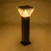 GLOBOSTAR® VEGGIE 90524 Φωτιστικό Κολωνάκι Κήπου LED 10W 500lm 120° με Ενσωματωμένο Φωτοβολταϊκό Panel 6V 2W & Επαναφορτιζόμενη Μπαταρία Li-ion 3.2V 6000mAh με Αισθητήρα Ημέρας-Νύχτας Αδιάβροχο IP65 All in One CCT 6000K-4500K - Sanan SMD Chip - Μαύρο 