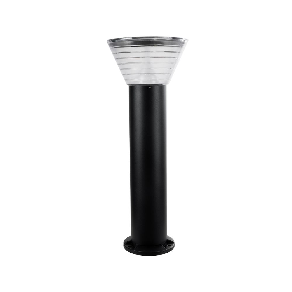 GLOBOSTAR® VEGGIE 90525 Φωτιστικό Κολωνάκι Κήπου LED 10W 500lm 120° με Ενσωματωμένο Φωτοβολταϊκό Panel 6V 2W & Επαναφορτιζόμενη Μπαταρία Li-ion 3.2V 1800mAh με Αισθητήρα Ημέρας-Νύχτας Αδιάβροχο IP65 Ψυχρό Λευκό 6000K - Sanan SMD Chip - Μαύρο- Μ23 x Π2