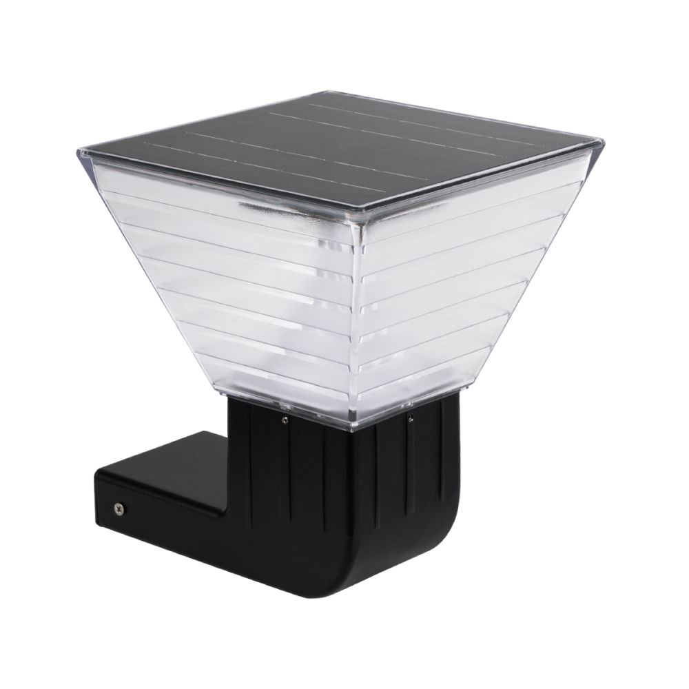 GLOBOSTAR® GRACIOUS 90529 Μοντέρνο Φωτιστικό Τοίχου - Απλίκα LED 10W 500lm 120° με Ενσωματωμένο Φωτοβολταϊκό Panel 6V 2W & Επαναφορτιζόμενη Μπαταρία Li-ion 3.2V 1800mAh με Αισθητήρα Ημέρας-Νύχτας Αδιάβροχο IP65 Ρυθμιζόμενο Λευκό CCT με Διακόπτη στο Σώ