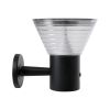 GLOBOSTAR® VEGGIE 90530 Μοντέρνο Φωτιστικό Τοίχου - Απλίκα LED 10W 330lm 120° με Ενσωματωμένο Φωτοβολταϊκό Panel 6V 2W & Επαναφορτιζόμενη Μπαταρία Li-ion 3.2V 1800mAh με Αισθητήρα Ημέρας-Νύχτας Αδιάβροχο IP65 Ψυχρό Λευκό 6000K - Μαύρο- Μ23 x Π30 x Υ25
