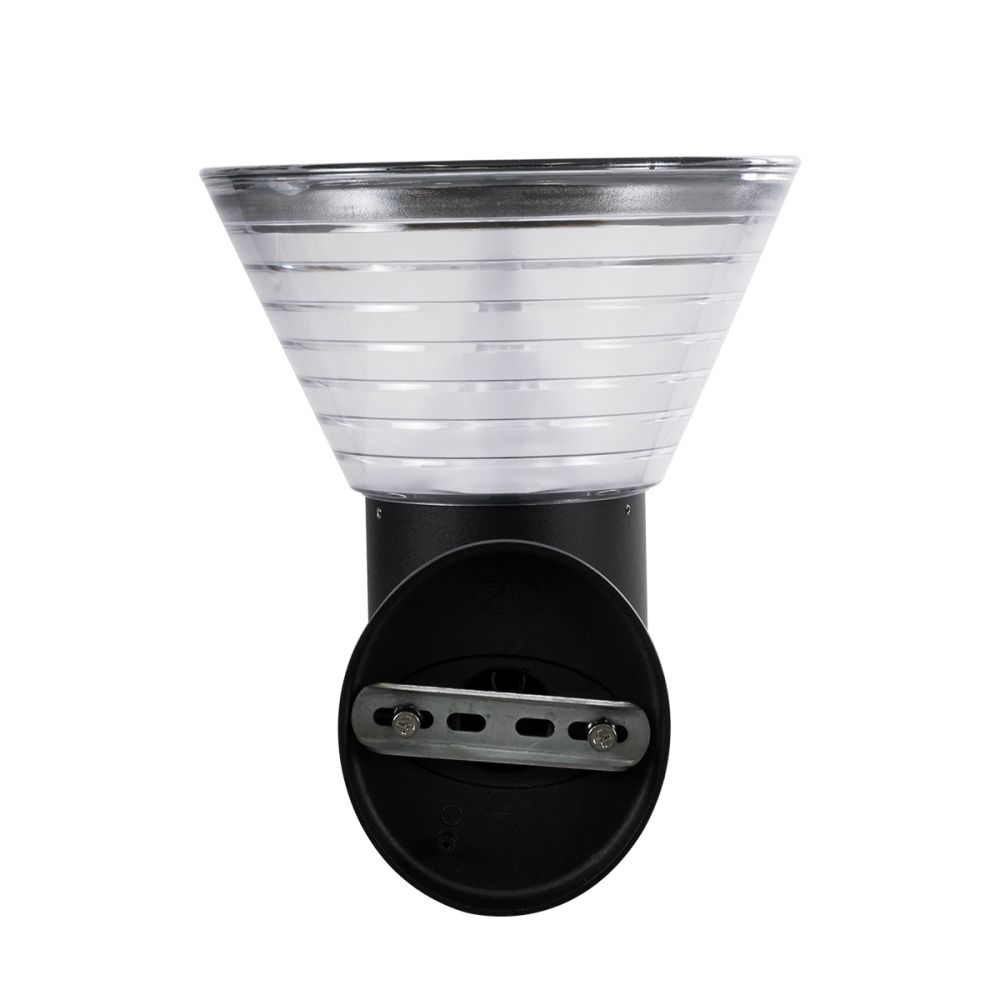 GLOBOSTAR® VEGGIE 90530 Μοντέρνο Φωτιστικό Τοίχου - Απλίκα LED 10W 330lm 120° με Ενσωματωμένο Φωτοβολταϊκό Panel 6V 2W & Επαναφορτιζόμενη Μπαταρία Li-ion 3.2V 1800mAh με Αισθητήρα Ημέρας-Νύχτας Αδιάβροχο IP65 Ψυχρό Λευκό 6000K - Μαύρο- Μ23 x Π30 x Υ25
