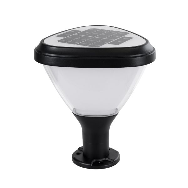 GLOBOSTAR® NATURE 90532 Φωτιστικό Κολωνάκι Κήπου LED 10W 500lm 120° με Ενσωματωμένο Φωτοβολταϊκό Panel 6V 2W & Επαναφορτιζόμενη Μπαταρία Li-ion 3.2V 8000mAh με Αισθητήρα Ημέρας-Νύχτας Αδιάβροχο IP65 Ψυχρό Λευκό 6000K - Γκρι Ανθρακί - Μ26 x Π26 x Υ30cm