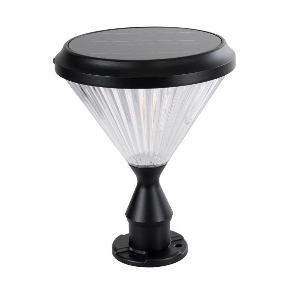 GLOBOSTAR® SHARP 90533 Φωτιστικό Κολωνάκι Κήπου LED 10W 500lm 120° με Ενσωματωμένο Φωτοβολταϊκό Panel 6V 2W & Επαναφορτιζόμενη Μπαταρία Li-ion 3.2V 8000mAh με Αισθητήρα Ημέρας-Νύχτας Αδιάβροχο IP65 Ψυχρό Λευκό 6000K - Γκρι Ανθρακί - Μ26 x Π26 x Υ33cm 