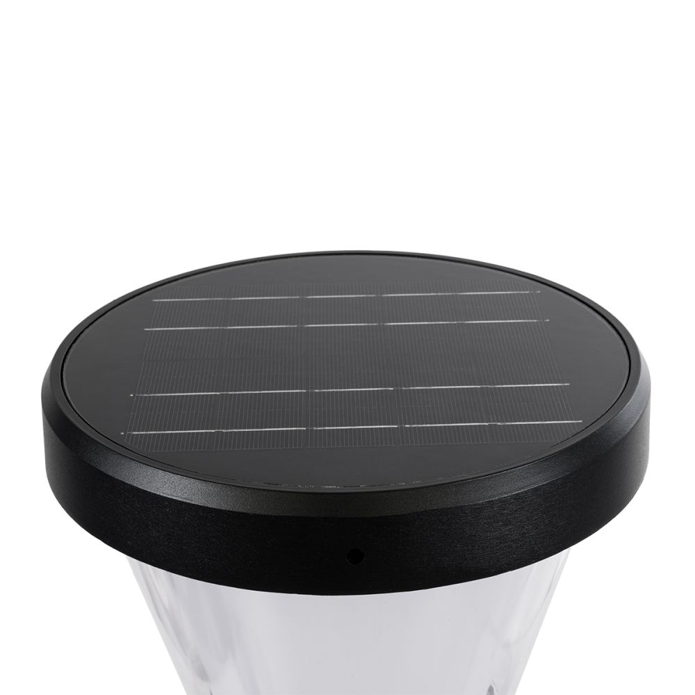 GLOBOSTAR® ARVENT 90534 Φωτιστικό Κολωνάκι Κήπου LED 10W 500lm 120° με Ενσωματωμένο Φωτοβολταϊκό Panel 6V 2W & Επαναφορτιζόμενη Μπαταρία Li-ion 3.2V 8000mAh με Αισθητήρα Ημέρας-Νύχτας Αδιάβροχο IP65 Ψυχρό Λευκό 6000K - Γκρι Ανθρακί - Μ24 x Π24 x Υ36cm
