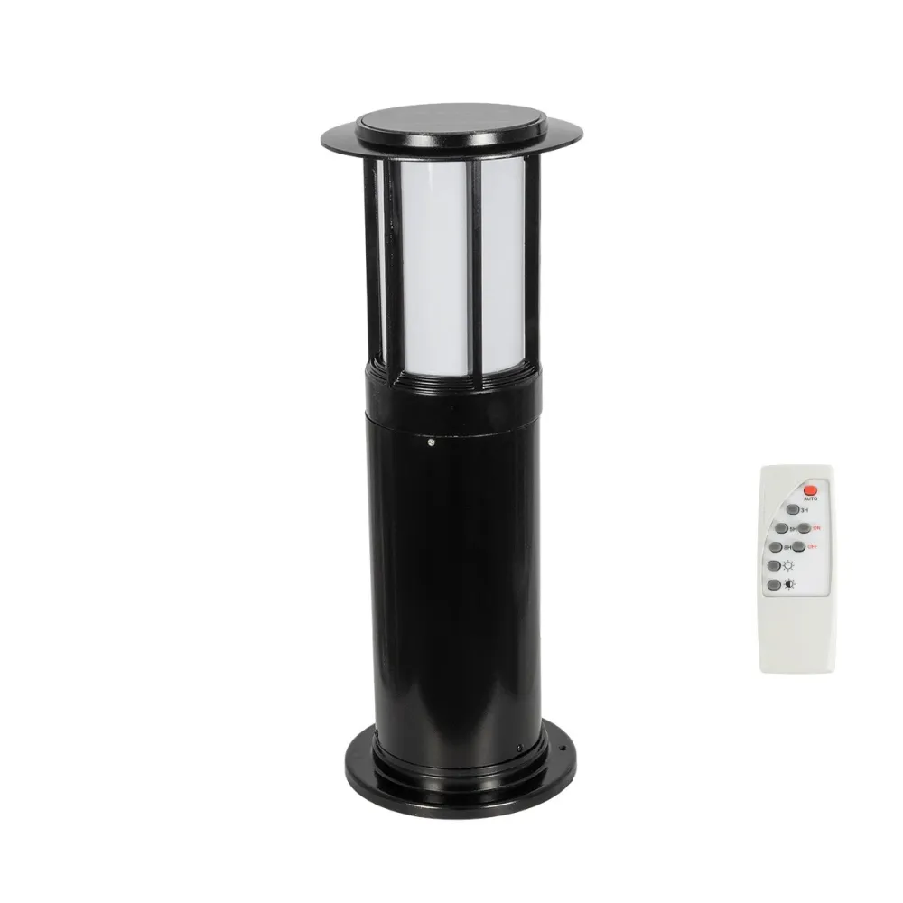 GLOBOSTAR® SOLARMIS 90536 Φωτιστικό Κολωνάκι Κήπου LED 10W 180lm 120° με Ενσωματωμένο Φωτοβολταϊκό Panel 6V 5W & Επαναφορτιζόμενη Μπαταρία Li-ion 3.2V 6000mAh με Αισθητήρα Ημέρας-Νύχτας Αδιάβροχο IP65 All in One CCT 6000K-4500K-2700K - Μαύρο - Μ22 x Π