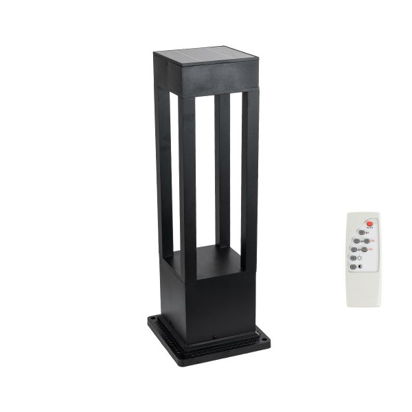 GLOBOSTAR® HONEYBEE 90537 Φωτιστικό Κολωνάκι Κήπου LED 10W 500lm 120° με Ενσωματωμένο Φωτοβολταϊκό Panel 6V 2W & Επαναφορτιζόμενη Μπαταρία Li-ion 3.2V 4000mAh με Αισθητήρα Ημέρας-Νύχτας Αδιάβροχο IP65 Ψυχρό Λευκό 6000K - Γκρι Ανθρακί - Μ20 x Π20 x Υ60