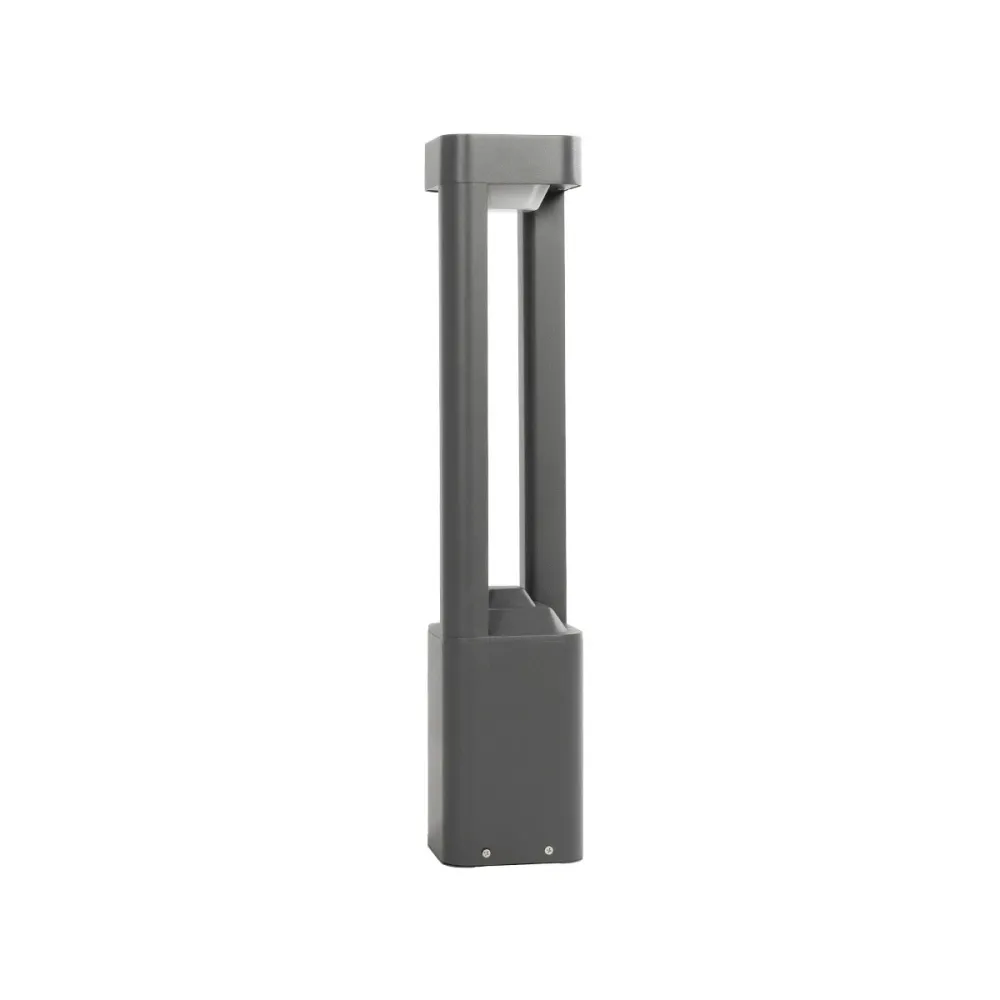 GLOBOSTAR® ΜΟΝΕΒΟΟ 90543 Φωτιστικό Κολωνάκι Κήπου LED 15W 1500lm 60° AC 220-240V Αδιάβροχο IP65 Θερμό Λευκό 2700K - Γκρι Ανθρακί - Μ12 x Π12 x Υ60.5cm - 3 Χρόνια Εγγύηση