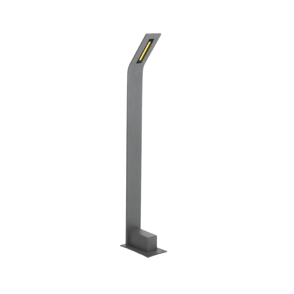 GLOBOSTAR® GREENERY 90544 Φωτιστικό Κολωνάκι Κήπου LED 15W 1500lm 120° AC 220-240V Αδιάβροχο IP65 - Θερμό Λευκό 2700K - Bridgelux COB Chip - Γκρι Ανθρακί Ματ - Μ8 x Π15 x Υ70cm - 3 Χρόνια Εγγύηση