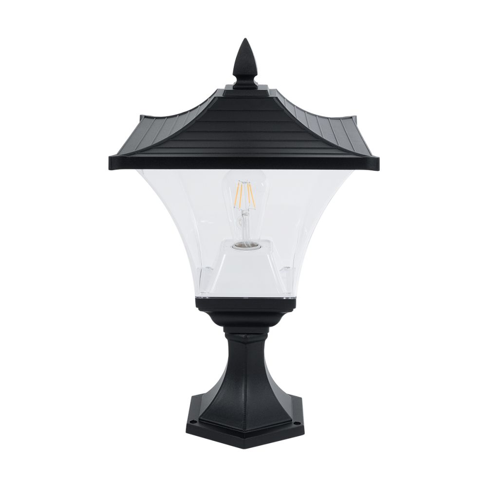 GLOBOSTAR® DIRAHIO 90552 Φωτιστικό Κολωνάκι Κήπου με Ντουί 1 x E27 AC 220-240V Αδιάβροχο IP65 - Μαύρο Ματ - Μ32 x Π32 x Υ52cm