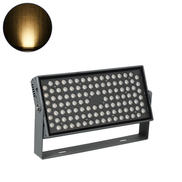 GloboStar® FLOOD-ZANA 90558 Προβολέας Wall Washer για Φωτισμό Κτιρίων LED 100W 9000lm 30° DC 24V Αδιάβροχο IP65 Μ45.5 x Π28 x Υ10cm Θερμό Λευκό 2700K - Γκρι Ανθρακί - 3 Years Warranty