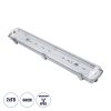 GLOBOSTAR® VIGAS 90611 Γραμμικό Βιομηχανικό Φωτιστικό Σκαφάκι Tri-Proof με Μεταλλικά Clips για 2 x Λάμπες T8 G13 60cm Τύπου Φθορίου LED Τροφοδοσίας Ενός Άκρου 120° AC 220-240V Αδιάβροχο IP65 - Γκρι με Διάφανο Κάλυμμα Πλαστικό PC - Μ66 x Π11.5 x Υ9cm