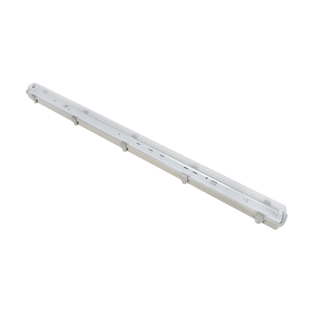 GLOBOSTAR® VIGAS 90612 Γραμμικό Βιομηχανικό Φωτιστικό Σκαφάκι Tri-Proof με Μεταλλικά Clips για 1 x Λάμπα T8 G13 120cm Τύπου Φθορίου LED Τροφοδοσίας Ενός Άκρου 120° AC 220-240V Αδιάβροχο IP65 - Γκρι με Διάφανο Κάλυμμα Πλαστικό PC - Μ126 x Π8 x Υ8.5cm