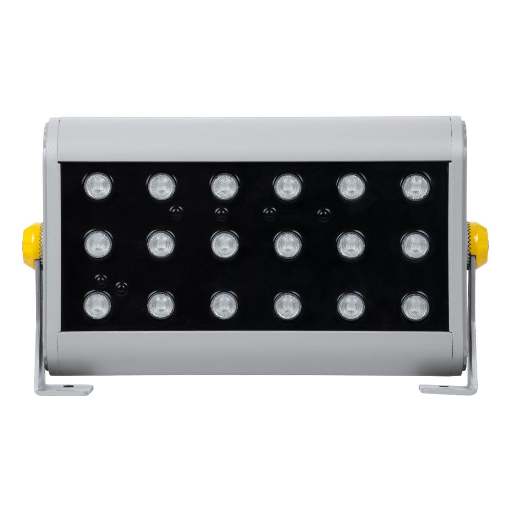 GLOBOSTAR® FLOODHENA 90642 Προβολέας Σποτ Wall Washer LED 36W 2880lm 30° DC 24V Αδιάβροχο IP65 Πολύχρωμο RGB Dimmable DMX512 - Bridgelux SMD Chip - Γκρι Ανθρακί - Μ30 x Π6 x Υ17cm - 3 Χρόνια Εγγύηση