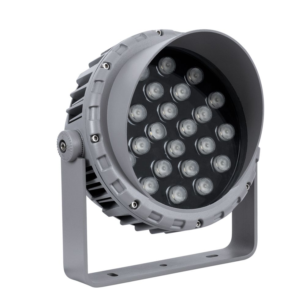 GLOBOSTAR® FLOODMENA 90644 Προβολέας Σποτ Wall Washer με Αντιθαμβωτική Γρίλια LED 24W 2160lm 30° AC 220-240V Αδιάβροχο IP65 Θερμό Λευκό 2700K - Bridgelux SMD Chip - Γκρι Ανθρακί - Μ23 x Π23 x Υ18cm - 3 Χρόνια Εγγύηση