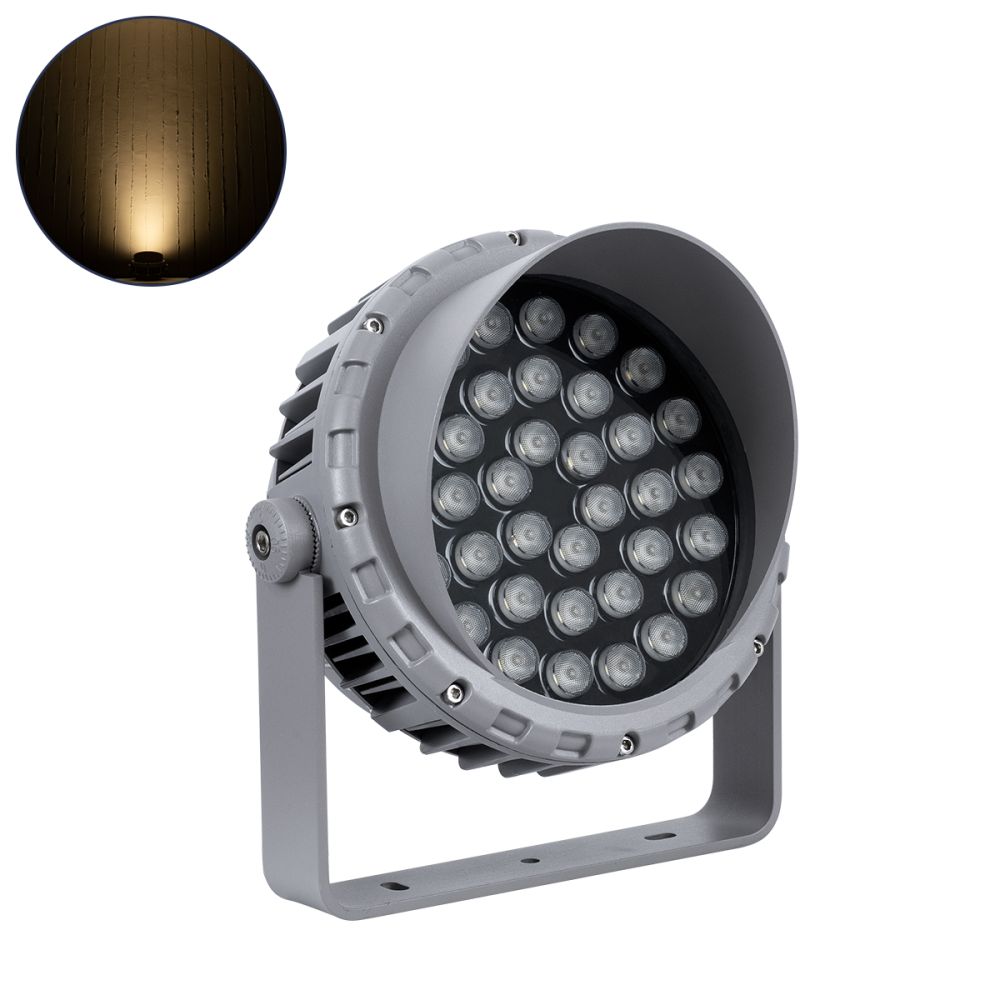 GLOBOSTAR® FLOODMENA 90645 Προβολέας Σποτ Wall Washer με Αντιθαμβωτική Γρίλια LED 36W 3240lm 30° AC 220-240V Αδιάβροχο IP65 Θερμό Λευκό 2700K - Bridgelux SMD Chip - Γκρι Ανθρακί - Μ23 x Π23 x Υ18cm - 3 Χρόνια Εγγύηση