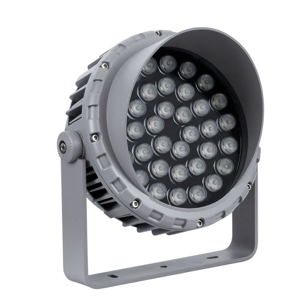 GLOBOSTAR® FLOODMENA 90645 Προβολέας Σποτ Wall Washer με Αντιθαμβωτική Γρίλια LED 36W 3240lm 30° AC 220-240V Αδιάβροχο IP65 Θερμό Λευκό 2700K - Bridgelux SMD Chip - Γκρι Ανθρακί - Μ23 x Π23 x Υ18cm - 3 Χρόνια Εγγύηση
