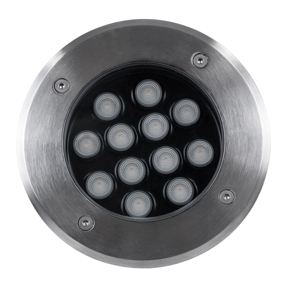 GLOBOSTAR® UNDERGROUNDTINA 90667 Χωνευτό Αρχιτεκτονικο Φωτιστικό Σποτ Δαπέδου LED 12W 1320lm 30° DC 24V Αδιάβροχο IP68 Θερμό Λευκό 2700K Dimmable - Bridgelux SMD Chip - Ανοξείδωτο Ατσάλι SS304 - Μ16 x Π16 x Υ9cm / Q14cm - 3 Χρόνια Εγγύηση