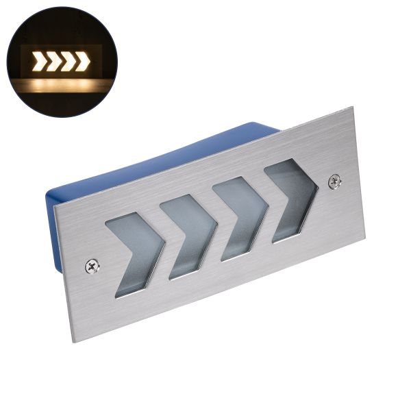 GloboStar® WALLLIGHT-ARINA 90670 Χωνευτό Φωτιστικό Τοίχου LED 6W 660lm 120° DC 24V Αδιάβροχο IP67 Μ17 x Π7 x Υ5.5cm Θερμό Λευκό 3000K - Ανοξείδωτο Ατσάλι - 3 Years Warranty