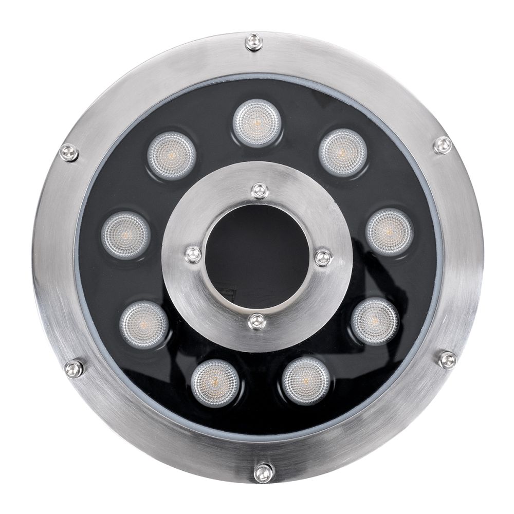 GLOBOSTAR® UNDERWATER-FINA 90674 Υποβρύχιος Προβολέας Σποτ για Σιντριβάνια/Πισίνες LED 9W 990lm 30° DC 24V Αδιάβροχο IP68 Θερμό Λευκό 2700K Dimmable - Ανοξείδωτο Ατσάλι 304 - Φ16 x Υ8cm - 3 Χρόνια Εγγύηση
