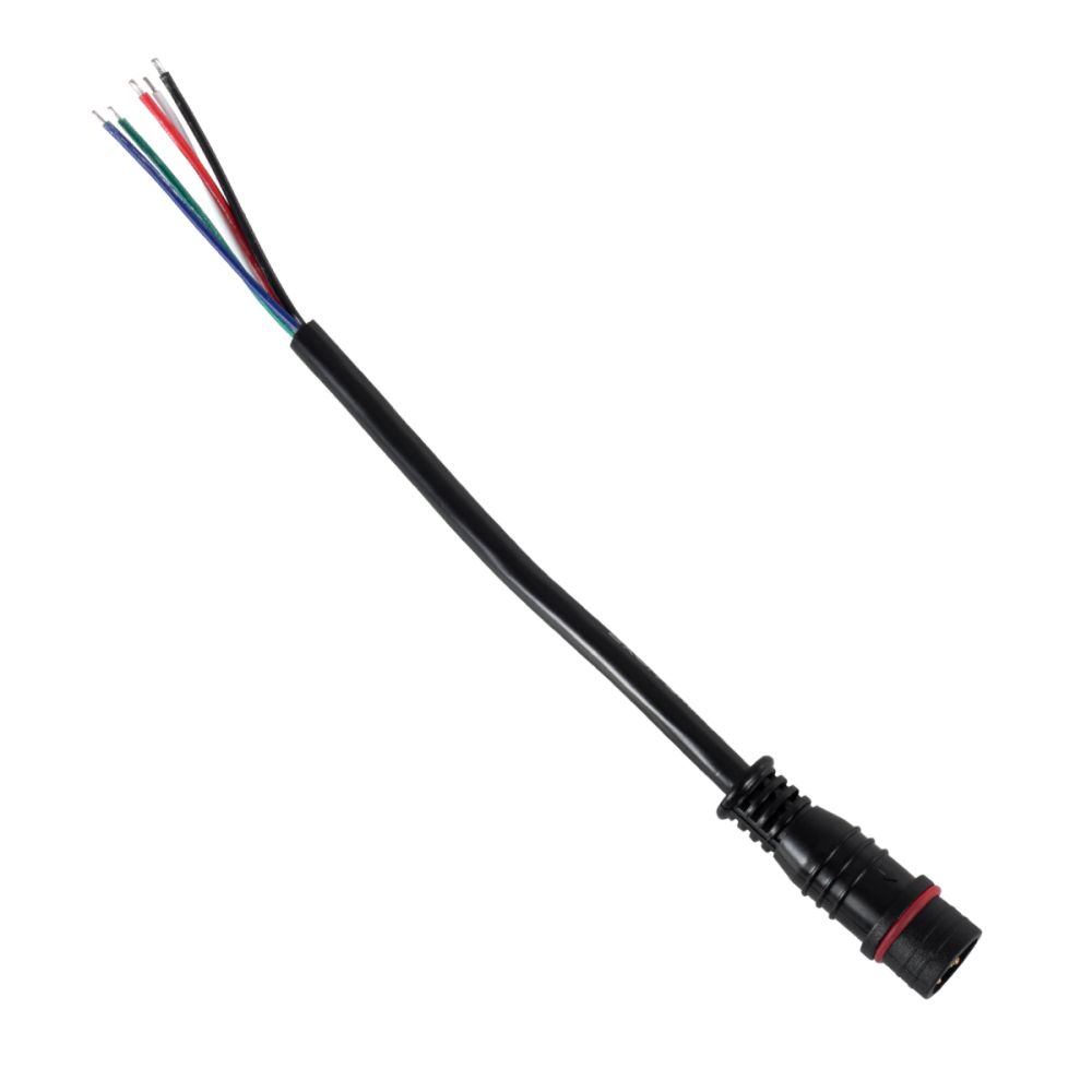 GLOBOSTAR® WWCONNECTOR 90705 5 Pin Σύνδεσμος Τροφοδοσίας για Wall Washers & Προβολείς με Είσοδο 5 x 0.25mm2 & Έξοδο 1 x Αρσενικό Βύσμα Αδιάβροχο IP65 - Μαύρο - Μ12.5 x Π1.6 x Υ1.6cm