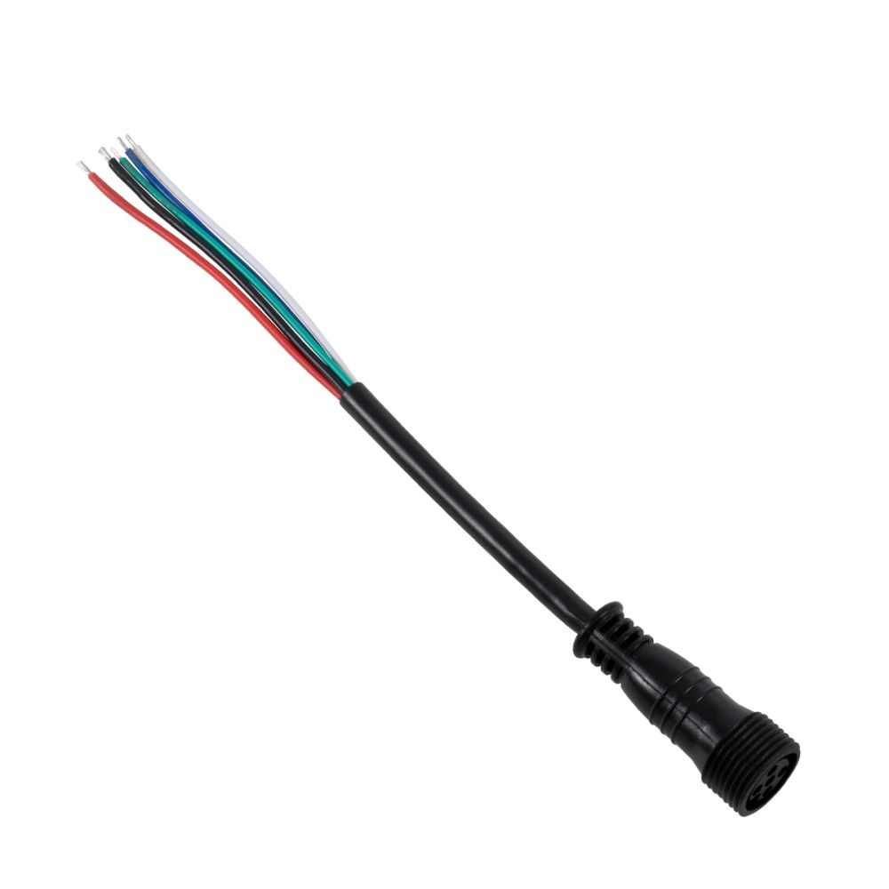 GLOBOSTAR® WWCONNECTOR 90706 5 Pin Σύνδεσμος Τροφοδοσίας για Wall Washers & Προβολείς με Είσοδο 5 x 0.25mm2 & Έξοδο 1 x Θηλυκό Βύσμα Αδιάβροχο IP65 - Μαύρο - Μ12.5 x Π1.6 x Υ1.6cm