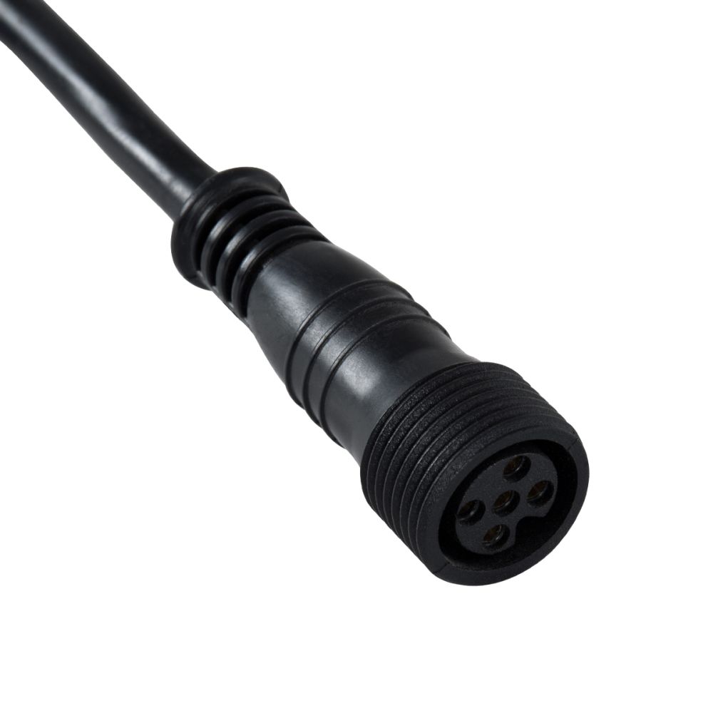 GLOBOSTAR® WWCONNECTOR 90707 5 Pin Σύνδεσμος Τροφοδοσίας I για Wall Washers & Προβολείς με Είσοδο 1 x Αρσενικό Βύσμα & Έξοδο 1 x Θηλυκό Βύσμα Αδιάβροχο IP65 - Μαύρο - Μ25.5 x Π17 x Υ2cm