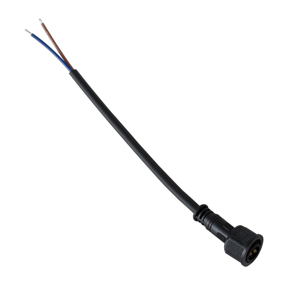 GLOBOSTAR® WWCONNECTOR 90715 2 Pin Σύνδεσμος Τροφοδοσίας για Wall Washers & Προβολείς με Είσοδο 2 x 0.5mm2 & Έξοδο 1 x Αρσενικό Βύσμα Αδιάβροχο IP65 - Μαύρο - Μ21 x Π2 x Υ2cm