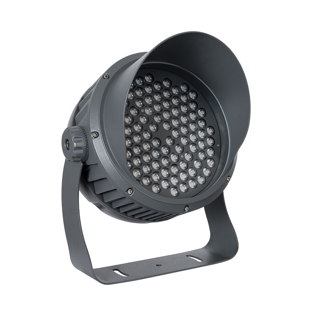 GLOBOSTAR® FLOODIMO 90746 Προβολέας Σποτ Wall Washer με Αντιθαμβωτική Γρίλια LED 100W 9000lm 10° AC 220-240V Αδιάβροχο IP67 Θερμό Λευκό 2700K - Bridgelux SMD Chip - Γκρι Ανθρακί - Μ34 x Π36 x Υ44cm - 3 Χρόνια Εγγύηση