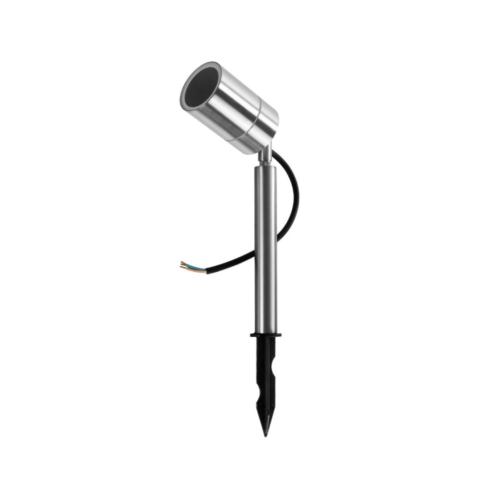 GLOBOSTAR® GARDEON 75580 Φωτιστικό Σποτ για Φυτά - Δέντρα με Βάση Κήπου / Καρφωτό για Λάμπα MR16 με Ντουί GU10 AC 220-240V Αδιάβροχο IP67 - Νίκελ Χρώμιο - Μ6 x Π6 x Υ43.5cm