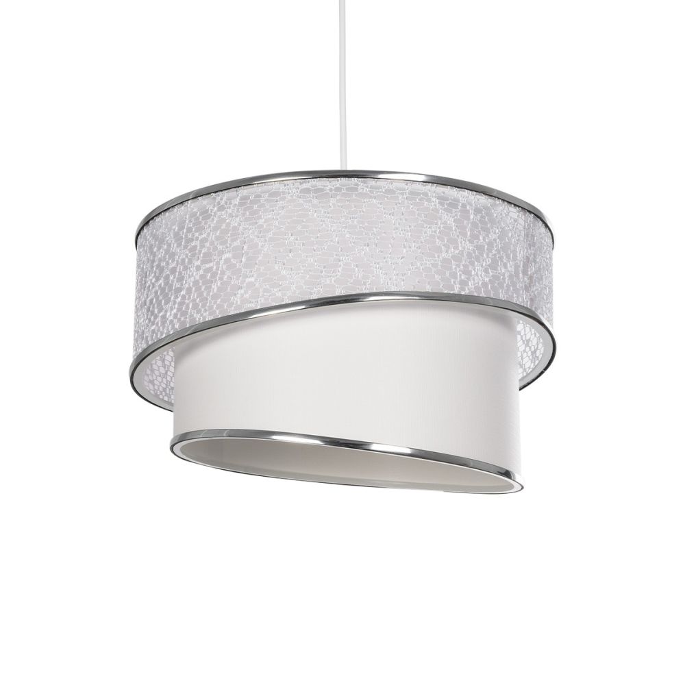 GLOBOSTAR® SONIA 203-0115 Μοντέρνο Κρεμαστό Φωτιστικό Οροφής με Ντουί 1 x E27 AC 220-240V IP20 - Λευκό & Ασημί - Μ30 x Π30 x Υ24cm