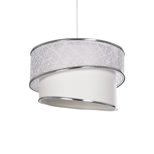 GLOBOSTAR® SONIA 203-0115 Μοντέρνο Κρεμαστό Φωτιστικό Οροφής με Ντουί 1 x E27 AC 220-240V IP20 - Λευκό & Ασημί - Μ30 x Π30 x Υ24cm