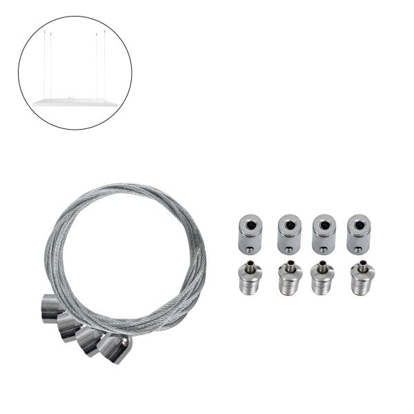 GLOBOSTAR® SUSPENSION 60219 Σύστημα Κρέμασης με 4 Ρυθμιζόμενες Ντίζες & Εξαρτήματα Ειδικό για Πάνελ 60x60cm & 120x30cm - Μ1 x Π1 x Υ80cm