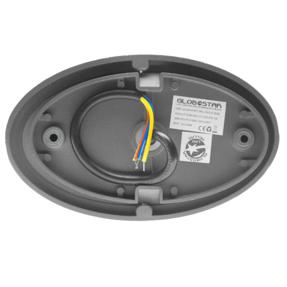 GLOBOSTAR® THIRD 93069 Μοντέρνο Φωτιστικό Τοίχου - Απλίκα LED 10W 1400lm 30° AC 220-240V Αδιάβροχο IP65 Θερμό Λευκό 2700K - Bridgelux COB Chip & TÜV SÜD Driver - Γκρι Ανθρακί Ματ - Μ15.1 x Π9.3 x Υ14.5cm - 5 Χρόνια Εγγύηση