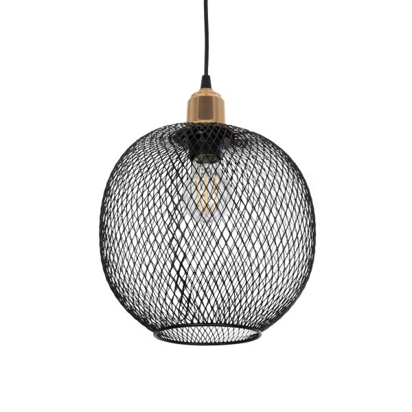 GLOBOSTAR® SOLUX 201-0019 Μοντέρνο Κρεμαστό Φωτιστικό Οροφής με Ντουί 1 x E27 AC 220-240V IP20 - Μαύρο & Χρυσό - Μ25 x Π25 x Υ32cm