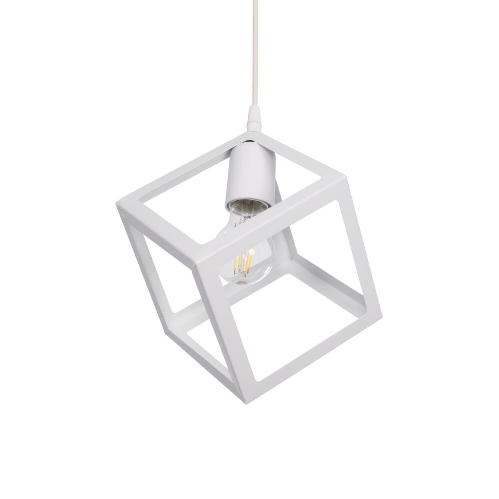 GLOBOSTAR® DISE 201-0052 Μοντέρνο Κρεμαστό Φωτιστικό Οροφής με Ντουί 1 x E27 AC 220-240V IP20 - Λευκό - Μ28 x Π28 x Υ31cm