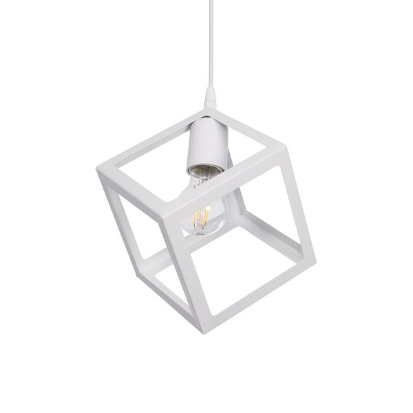 GLOBOSTAR® DISE 201-0052 Μοντέρνο Κρεμαστό Φωτιστικό Οροφής με Ντουί 1 x E27 AC 220-240V IP20 - Λευκό - Μ28 x Π28 x Υ31cm