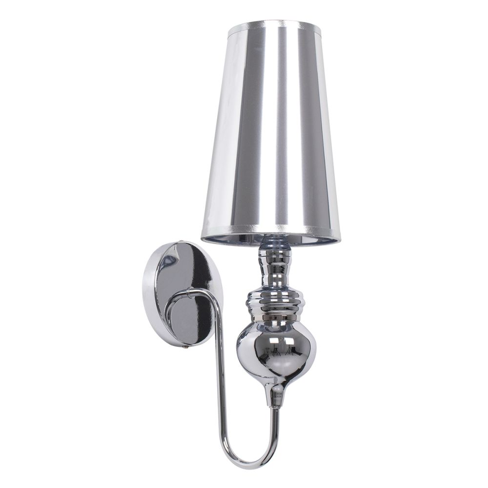 GLOBOSTAR® LAURA 01498 Μοντέρνο Φωτιστικό Τοίχου - Απλίκα με Ντουί 1 x E27 AC 220-240V IP20 - Ασημί - Μ21 x Π15 x Y48cm