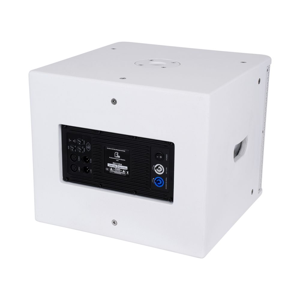 GloboStar® FDB ES112SA 98007 Facilities Speaker - Ενεργό Αυτοενισχυόμενο Ηχείο Subwoofer Εγκαταστάσεων Επιδαπέδιο με Ψηφιακό Ενισχυτή BA1.6 AC 220V/50-60Hz - 600W RMS (1400W Peak) - 1 x 12" Inches LF - IP20 - Λευκό - Μ44.5 x Π44.5 x Υ37.5cm