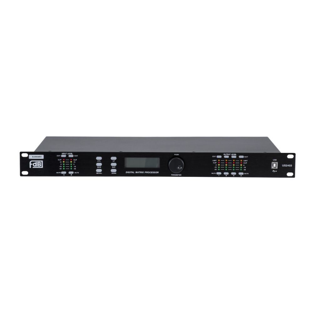 GloboStar® FDB US2403 98020 Audio Processor - Επαγγελματικός Επεξεργαστής Ήχου 2in & 4out - 32-bit DSP SHARC Processor - Frequency Response 20Hz-20Khz DR115DBu - AC 220V/50-60Hz - IP20 - Μαύρο - Μ48.2 x Π20.5 x Υ4.4cm