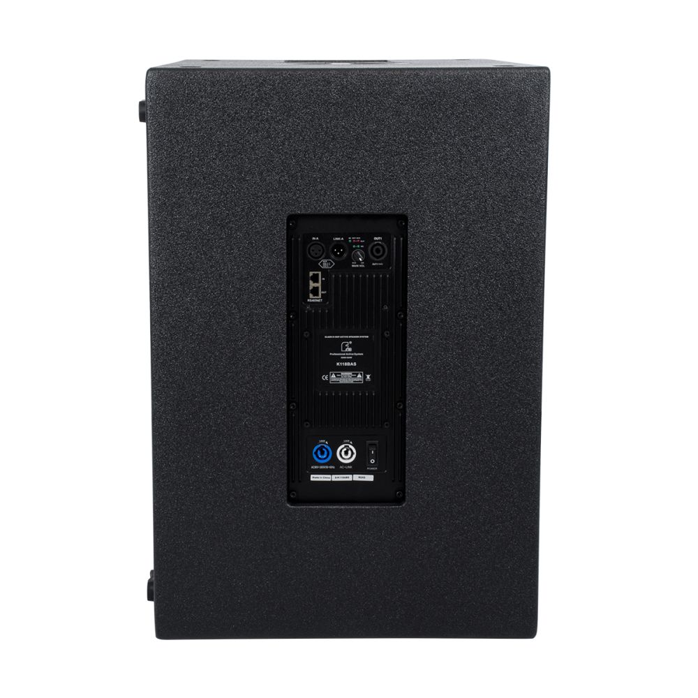 GLOBOSTAR® FDB K118BAS 98028 Επιδαπέδιο Ενεργό Αυτοενισχυόμενο PA Subwoofer Κολωνάτο Σύστημα με Ψηφιακό Ενισχυτή DSP SA2.68 AC 220V/50-60Hz - 600W RMS/4Ω + 600W RMS/4Ω (2400W Peak) - 1 x 18" Inches LF - IP20 - Μαύρο - Μ47.5 x Π71 x Υ70cm - 2 Χρόνια Ε