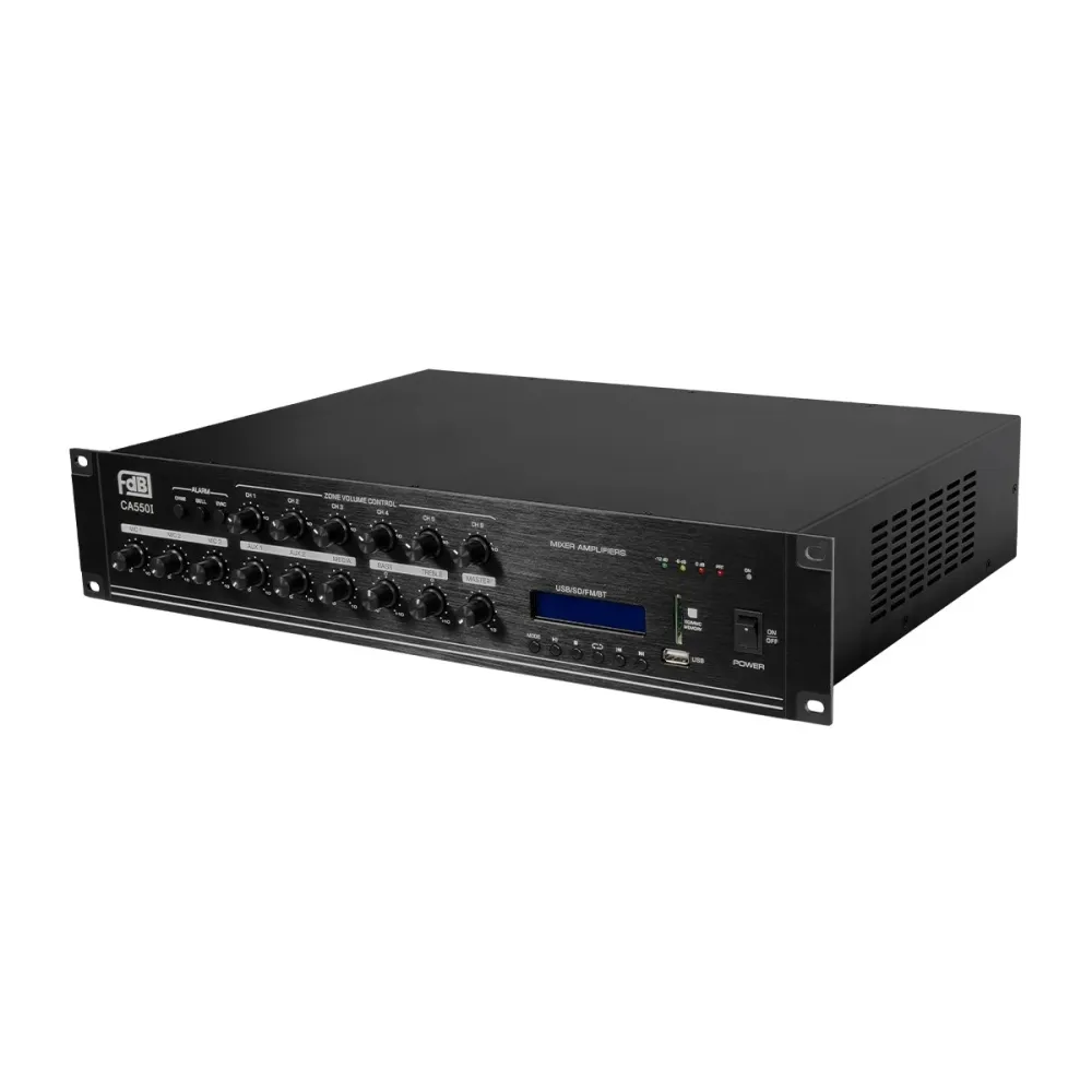 GLOBOSTAR® FDB CA5501 98034 100V Constant Voltage Επαγγελματικός Ενισχυτής Ήχου 550W AC 220V/50-60Hz με USB & FM Ράδιο - IP20 - Μαύρο - Μ44 x Π34 x Υ9.8cm - 2 Χρόνια Εγγύηση