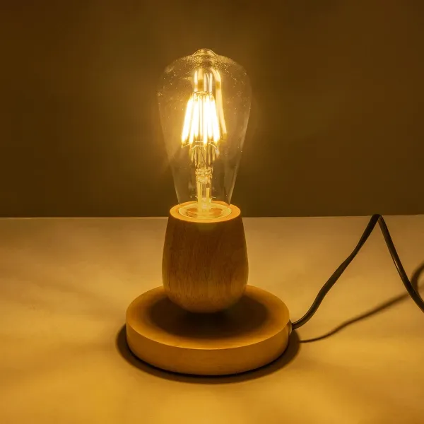 GLOBOSTAR® ROUND 99402 Μοντέρνο Επιτραπέζιο Φωτιστικό Πορτατίφ με Ντουί 1 x E27 AC 220-240V IP20 - Μπεζ - M12 x Π12 x Υ10cm